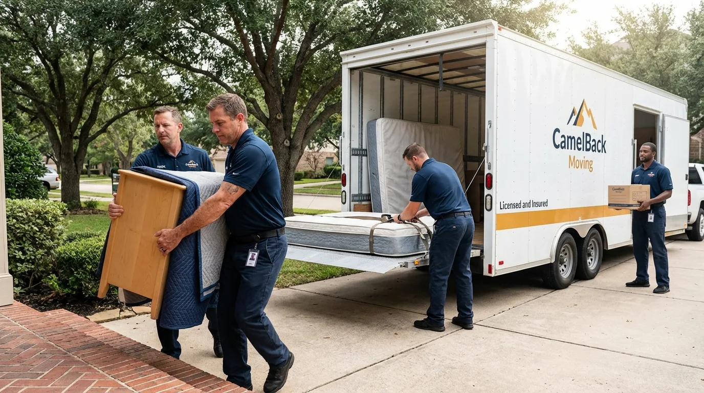 Crew loading residential truck for cross-state move from Bradford, PA