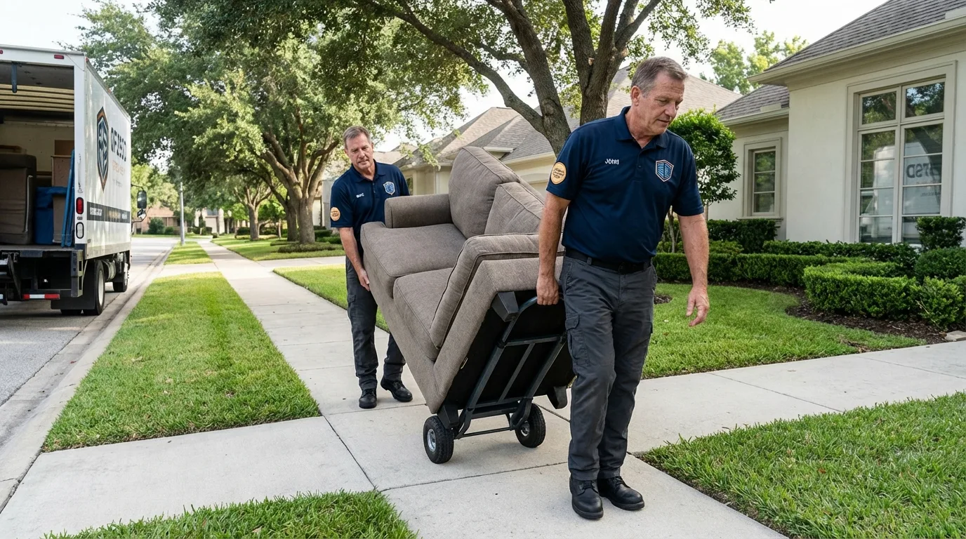 Local residential moving crew loading furniture in Bradford, PA