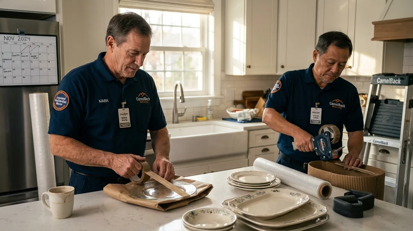 Professional crew packing kitchen dishware in Bradford, PA