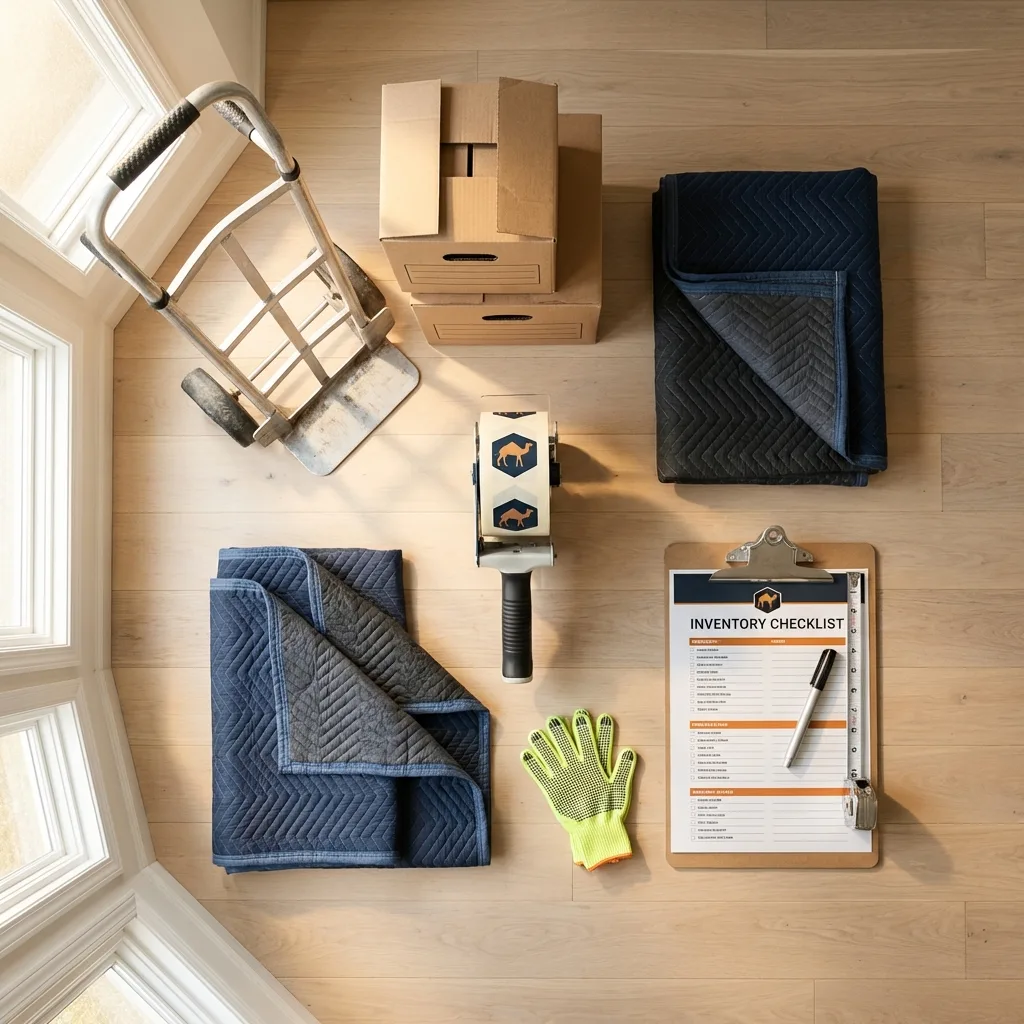 Professional moving supplies and packing materials layout for Bradford residential relocations